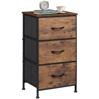 Wlive Dresser With 3 Drawers, Fabric Nightstand, Organizer Storage Dresser For Bedroom, Hallway, Entryway, Closets, Sturdy Steel Frame, Wood Top, Easy Pull Handle, Rustic Brown Wood Grain Print