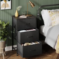 Wlive Dresser With 3 Drawers, Fabric Nightstand, Organizer Unit, Storage Dresser For Bedroom, Hallway, Entryway, Closets, Sturdy Steel Frame, Wood Top, Easy Pull Handle, Charcoal Black