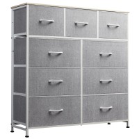 Wlive 9Drawer Dresser Fabric Storage Tower For Bedroom Hallway Entryway Closet Tall Chest Organizer Unit With Fabric Bins