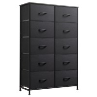 Wlive Tall Black Dresser For Bedroom With 10 Drawers Chest Of Drawers Dressers Bedroom Furniture Storage Organizer Unit With