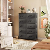 Wlive Tall Black Dresser For Bedroom With 10 Drawers Chest Of Drawers Dressers Bedroom Furniture Storage Organizer Unit With