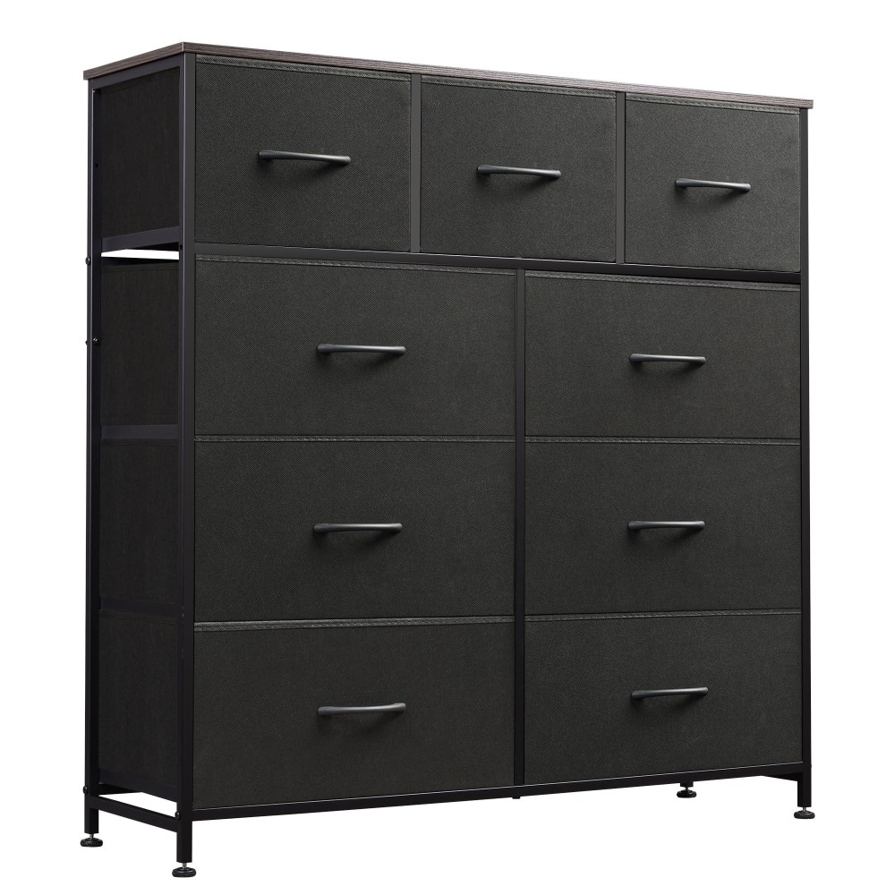 Wlive 9Drawer Dresser Fabric Storage Tower For Bedroom Hallway Entryway Closet Tall Chest Organizer Unit With Fabric Bins