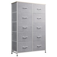 Wlive Tall Dresser For Bedroom With 10 Drawers Chest Of Drawers Dressers Bedroom Furniture Storage Organizer Unit With Fabric