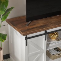 Jummico Tv Stand For 65 Inch Tv Entertainment Center With Storage Cabinets And Sliding Barn Doors Mid Century Modern Media Tv