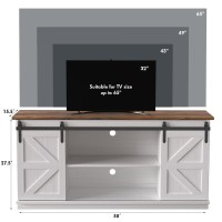 Jummico Tv Stand For 65 Inch Tv Entertainment Center With Storage Cabinets And Sliding Barn Doors Mid Century Modern Media Tv