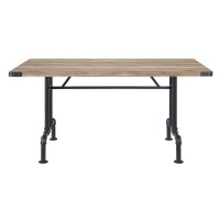 Acme Edina Rectangular Wood Top Dining Table In Oak And Sandy Black