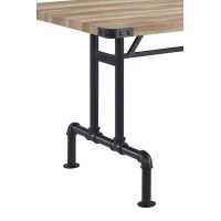 Acme Edina Rectangular Wood Top Dining Table In Oak And Sandy Black