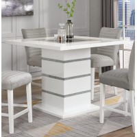 Acme Furniture Square Counter Height Table, White And Black
