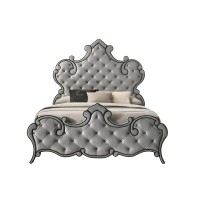 Acme Furniture Fully Upholstered King Size Bed, Eastern, Gray Velvet