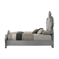 Acme Furniture Fully Upholstered King Size Bed, Eastern, Gray Velvet