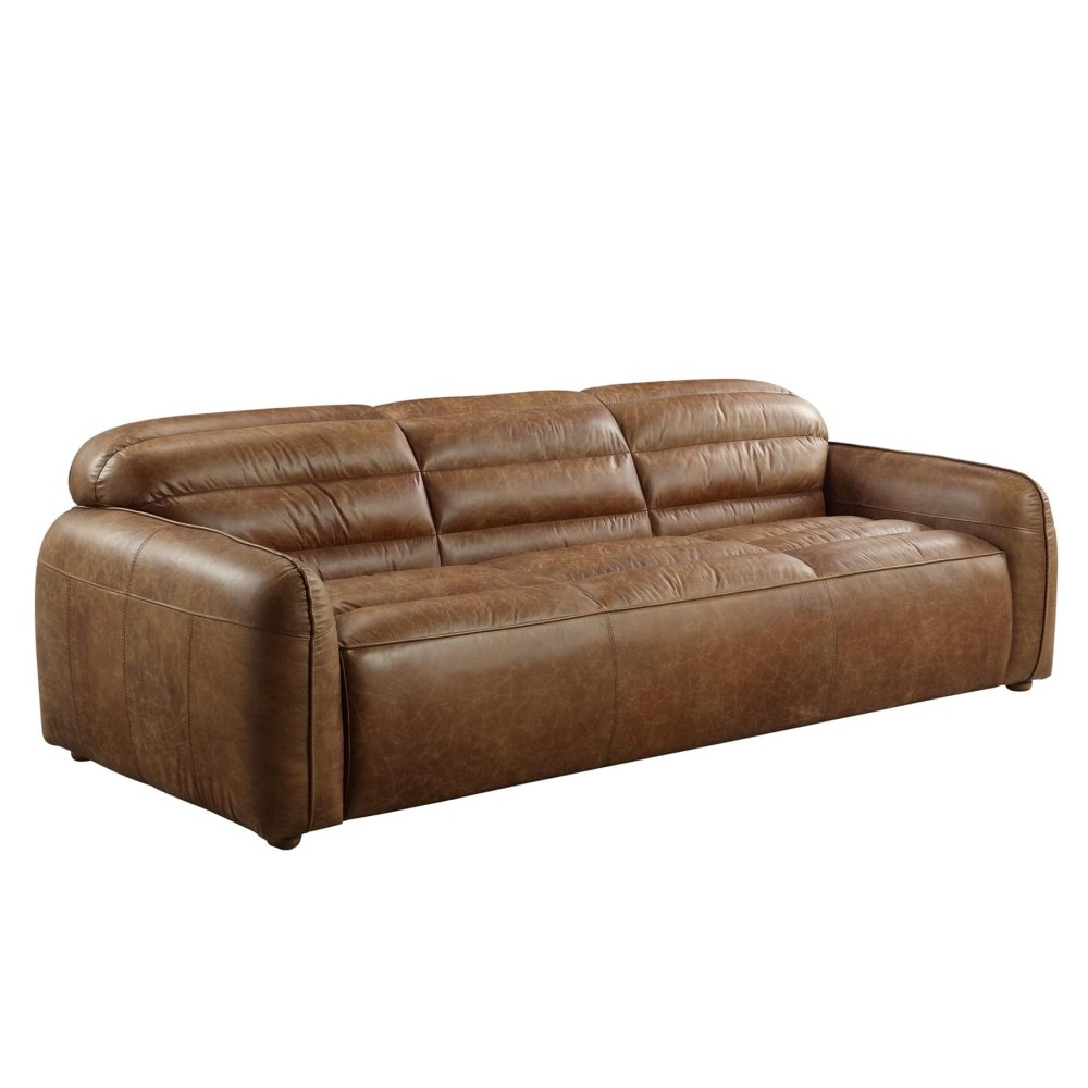 Acme Rafer Sofa In Cocoa Top Grain Leather