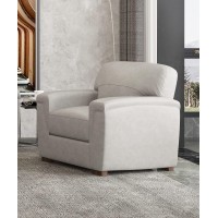 Acme Cornelia Upholstery Cushion Back Chair In Pearl Gray Leather