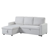 Acme Hiltons Sleeper Sectional Sofa With Storage In Beige Fabric