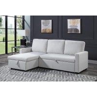Acme Hiltons Sleeper Sectional Sofa With Storage In Beige Fabric