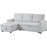 Acme Hiltons Sleeper Sectional Sofa With Storage In Beige Fabric