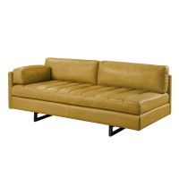 Acme Radia Sofa With Pillow In Yellow Turmeric Top Grain Leather