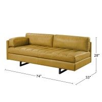 Acme Radia Sofa With Pillow In Yellow Turmeric Top Grain Leather