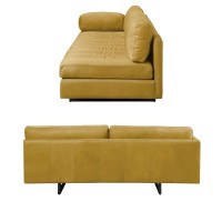 Acme Radia Sofa With Pillow In Yellow Turmeric Top Grain Leather