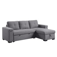 Acme Jacop Sleeper Sectional Sofa With Storage In Dark Gray Fabric