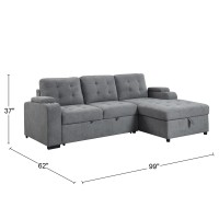 Acme Kabira Sleeper Sectional Sofa With Storage In Gray Fabric