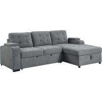 Acme Kabira Sleeper Sectional Sofa With Storage In Gray Fabric