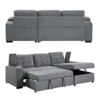 Acme Kabira Sleeper Sectional Sofa With Storage In Gray Fabric