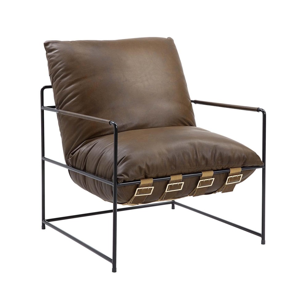 Acme Furniture Saturn Leather Metal Frame Accent Chair Cushion