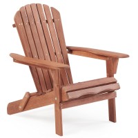 Folding Adirondack chair Half Pre-Assembled, Outdoor Wood Patio chair for gardenBackyardFirepitPoolBeachDeck