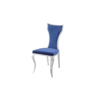 Simple Relax Set Of 2 Side Chair Gold Finish, Blue And Silver