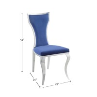 Simple Relax Set Of 2 Side Chair Gold Finish, Blue And Silver