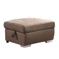 Acme Furniture Upholstered Ottman With Storage, Brown And Gold