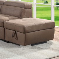 Acme Furniture Upholstered Ottman With Storage, Brown And Gold