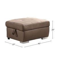 Acme Furniture Upholstered Ottman With Storage, Brown And Gold