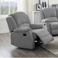 Simple Relax Motion Recliner With Pillow Top Armrest In Gray, Grey
