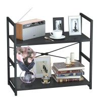 Numenn 2 Tier Bookshelf Bookcase Shelf Storage Organizer Modern Book Shelf For Bedroom Living Room And Home Office Black