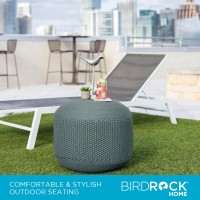 Birdrock Home Outdoor Pouf Ottoman Hand Woven Waterproof Foot Stool With Bead Bag Filling Boho Foot Rest For Patio Living R