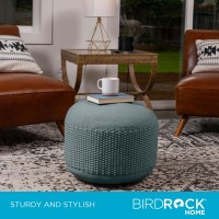 Birdrock Home Outdoor Pouf Ottoman Hand Woven Waterproof Foot Stool With Bead Bag Filling Boho Foot Rest For Patio Living R