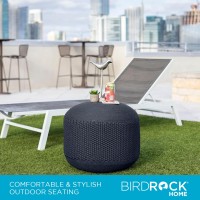 Birdrock Home Outdoor Pouf Ottoman Hand Woven Waterproof Foot Stool With Bead Bag Filling Boho Foot Rest For Patio Living R