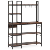 Tribesigns Bakers Rack With Storage For Kitchen 43 Inch Wide Large Racks Shelves, 5-Tier Tall Utility Shelves Organizers And 10 Hooks