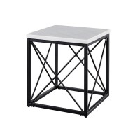 Skyler White Marble Top Square End Table