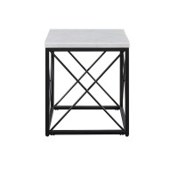 Skyler White Marble Top Square End Table
