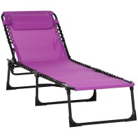 Outsunny Folding Chaise Lounge Pool Chair Patio Sun Tanning Chair Outdoor Lounge Chair With 4Position Reclining Back Breatha