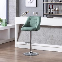 Brage Living Swivel Bar Stool With Back Adjustable Fabric Tufted Barstool Upholstered Counter Height Airlift Bar Chair For Kit