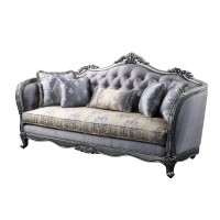 Traditional Style Wooden Sofa with High Shelter Arms, Gray