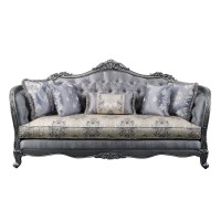 Traditional Style Wooden Sofa with High Shelter Arms, Gray