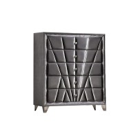 Chest with Art Deco Style and Acrylic Knobs, Gray