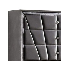 Chest with Art Deco Style and Acrylic Knobs, Gray