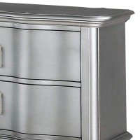 Nightstand with USB and 2 Drawers, Silver