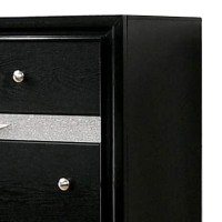 Dresser with Silver Trim Accent and 2 Jewelry Drawer, Black