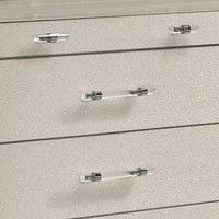 Dresser with 6 Drawers and Acrylic Bar Handle, Offwhite